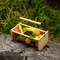 Gardenised Vintage Harvest Basket Pine Wood & Metal Mesh Wire Design Wooden Frame with Straight Handle for Fruits Vegetables Kitchen Organization Decorative Storage Home Décor & Garden Display